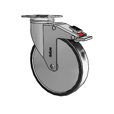 Chrome Hospital CH Top Plate Swivel Caster with 6 x 1.25 Polyurethane TPU Wheel and Total Lock Brake