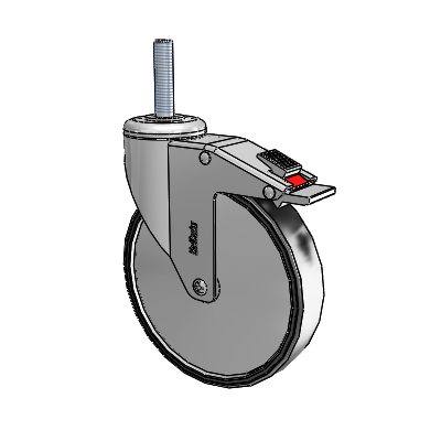 Chrome Hospital CH Threaded Stem Swivel Caster with 6 x 1.25 Polyurethane TPU Wheel and Total Lock Brake