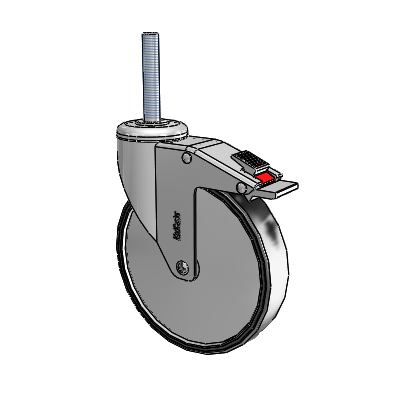 Chrome Hospital CH Threaded Stem Swivel Caster with 6 x 1.25 Polyurethane TPU Wheel and Total Lock Brake