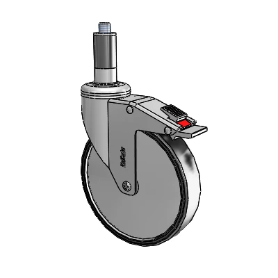 Chrome Hospital CH Expanding Adapter (Rubber) Swivel Caster with 6 x 1.25 Polyurethane TPU Wheel and Total Lock Brake