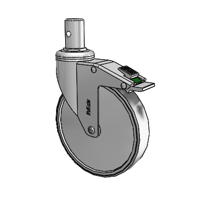 Chrome Hospital CH Round Stem Swivel Caster with 6 x 1.25 Thermoplastic Rubber Wheel and Directional Lock Brake