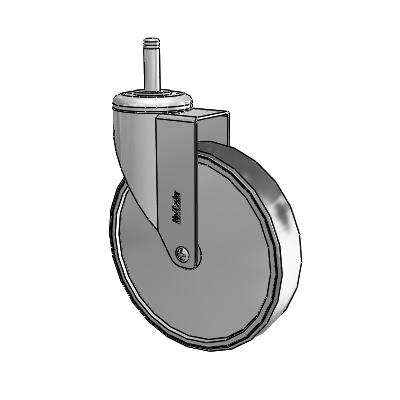 Chrome Hospital CH Grip Ring Stem Swivel Caster with 6 x 1.25 Thermoplastic Rubber Wheel