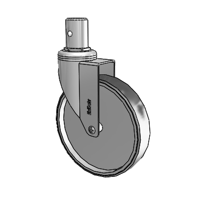 Chrome Hospital CH Round Stem Swivel Caster with 6 x 1.25 Thermoplastic Rubber Wheel