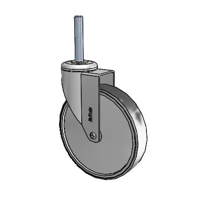 Chrome Hospital CH Threaded Stem Swivel Caster with 6 x 1.25 Thermoplastic Rubber Wheel