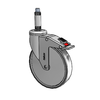Chrome Hospital CH Expanding Adapter (Nylon) Swivel Caster with 6 x 1.25 Thermoplastic Rubber Wheel and Total Lock Brake