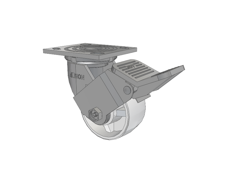 16 Series Top Plate Swivel Caster with 4 x 2 White Polypropylene RW - Polypropylene (Retort) Wheel and Face Brake