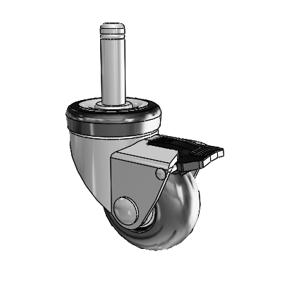 NeoTeq Grip Ring Stem Swivel Caster with 2 x 1 Neoprene Rubber Wheel and Total Lock Brake