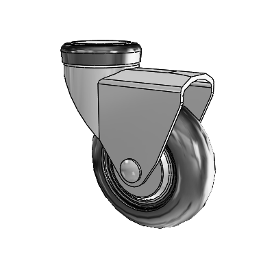 NeoTeq Hollow Kingpin Swivel Caster with 3 x 1 Neoprene Rubber Wheel
