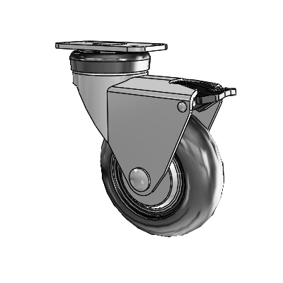 NeoTeq Top Plate Swivel Caster with 3 x 1 Neoprene Rubber Wheel and Total Lock Brake