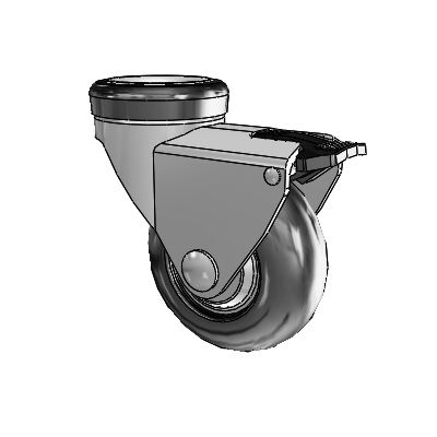 NeoTeq Hollow Kingpin Swivel Caster with 2.5 x 1 Neoprene Rubber Wheel and Total Lock Brake