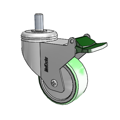 Chrome Hospital CX Threaded Stem Swivel Caster with 3 x 1.25 Antimicrobial Rubber Wheel and Directional Lock Brake