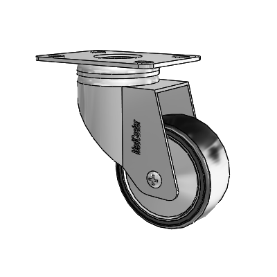 Chrome Hospital CX Top Plate Swivel Caster with 3 x 1.25 Polyurethane TPU Wheel