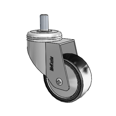 Chrome Hospital CX Threaded Stem Swivel Caster with 3 x 1.25 Polyurethane TPU Wheel