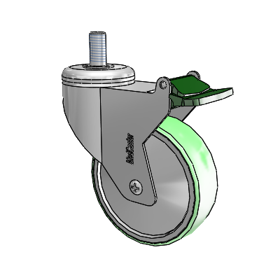 Chrome Hospital CX Threaded Stem Swivel Caster with 4 x 1.25 Antimicrobial Rubber Wheel and Directional Lock Brake