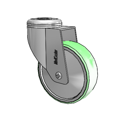 Chrome Hospital CX Hollow Kingpin Swivel Caster with 4 x 1.25 Antimicrobial Rubber Wheel
