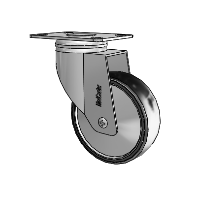 Chrome Hospital CX Top Plate Swivel Caster with 4 x 1.25 Polyurethane TPU Wheel