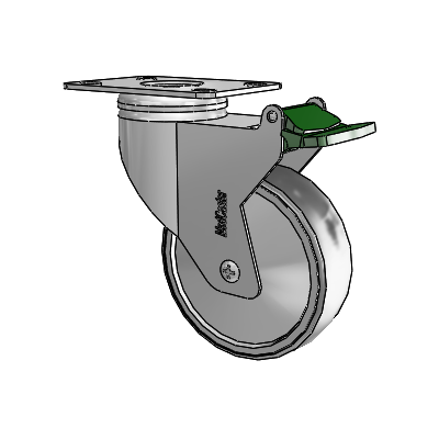 Chrome Hospital CX Top Plate Swivel Caster with 4 x 1.25 Thermoplastic Rubber Wheel and Directional Lock Brake