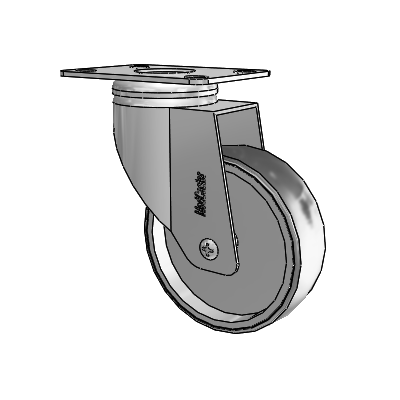 Chrome Hospital CX Top Plate Swivel Caster with 4 x 1.25 Thermoplastic Rubber Wheel