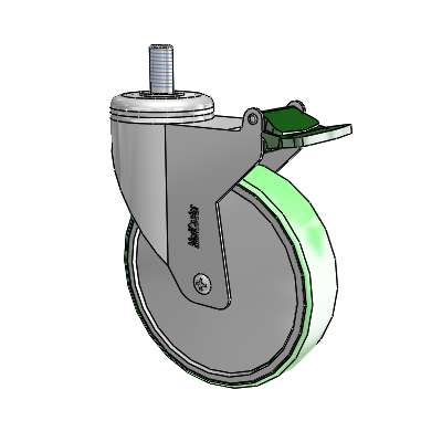 Chrome Hospital CX Threaded Stem Swivel Caster with 5 x 1.25 Antimicrobial Rubber Wheel and Directional Lock Brake