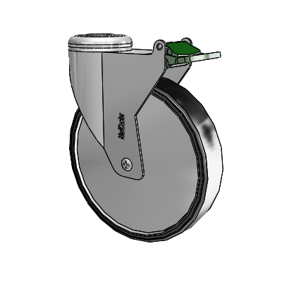 Chrome Hospital CX Hollow Kingpin Swivel Caster with 6 x 1.25 Polyurethane TPU Wheel and Directional Lock Brake