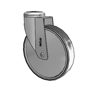 Chrome Hospital CX Hollow Kingpin Swivel Caster with 6 x 1.25 Thermoplastic Rubber Wheel