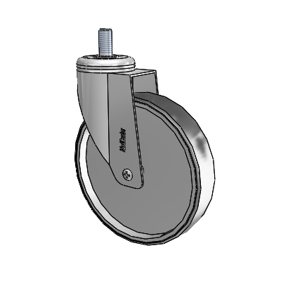 Chrome Hospital CX Threaded Stem Swivel Caster with 6 x 1.25 Thermoplastic Rubber Wheel