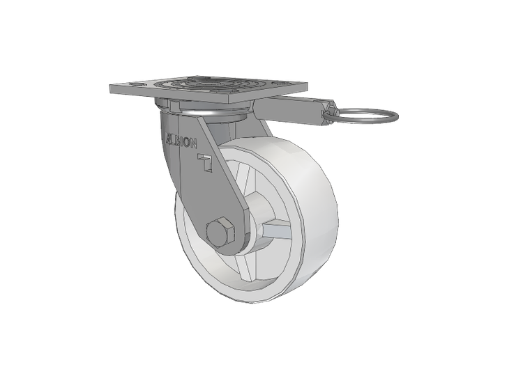 16 Series Top Plate Swivel Caster with 5 x 2 White Polypropylene RW - Polypropylene (Retort) Wheel