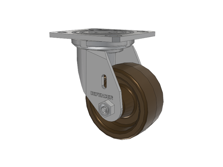 Defender D4 Series Stainless Steel Stainless Steel Top Plate Swivel Caster with 4 Phenolic - Hi-Temp Wheel