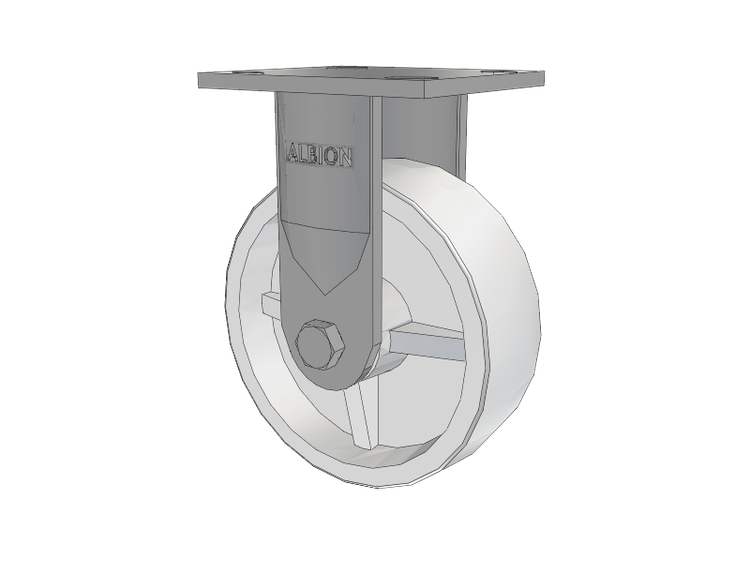 16 Series Top Plate Rigid Caster with 6 x 2 White Polypropylene RW - Polypropylene (Retort) Wheel