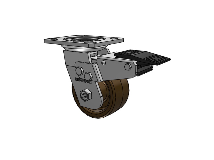 Defender D4 Series Stainless Steel Stainless Steel Top Plate Swivel Caster with 4 Phenolic - Hi-Temp Wheel and Total Lock Brake
