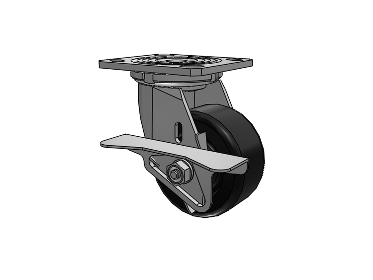 Defender D4 Series Stainless Steel Stainless Steel Top Plate Swivel Caster with 4 Phenolic Wheel and Side Lock Brake