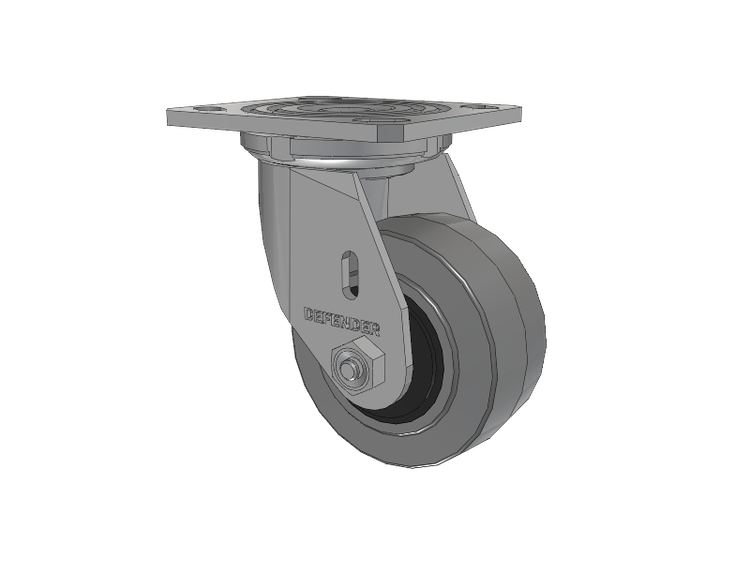 Defender D4 Series Stainless Steel Stainless Steel Top Plate Swivel Caster with 4 Performa Rubber (Flat/Conductive) Wheel
