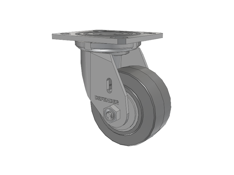 Defender D4 Series Stainless Steel Stainless Steel Top Plate Swivel Caster with 4 Performa Rubber (Flat/Grey) Wheel