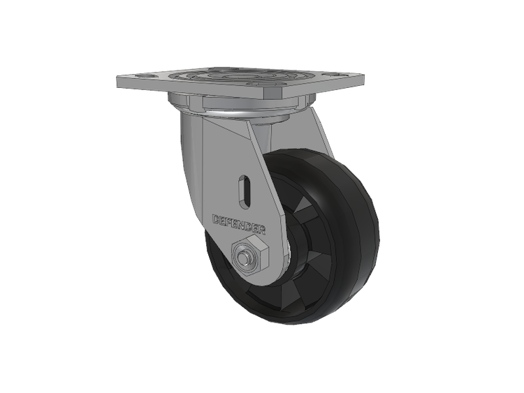 Defender D4 Series Stainless Steel Stainless Steel Top Plate Swivel Caster with 4 Maxim Nylon Glass Filled Wheel