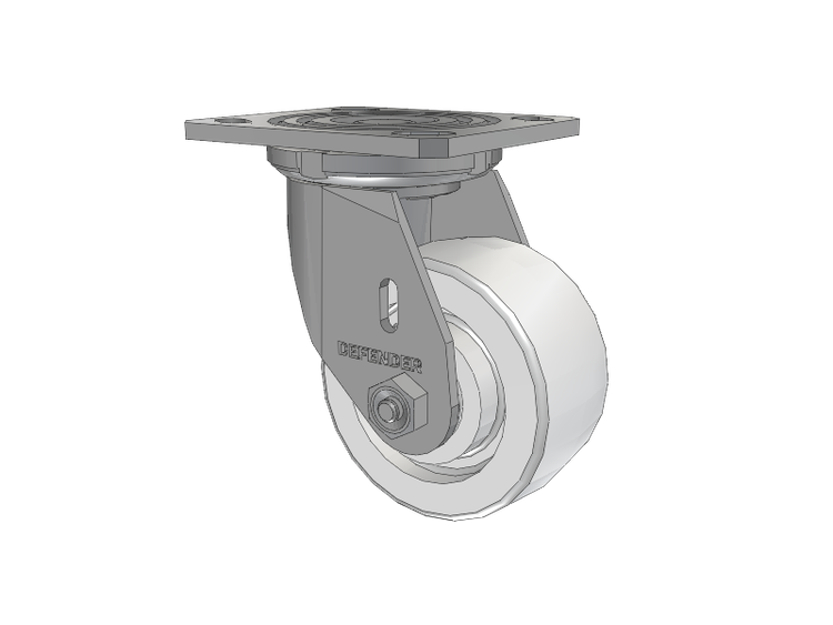Defender D4 Series Stainless Steel Stainless Steel Top Plate Swivel Caster with 4 White Nylon Wheel