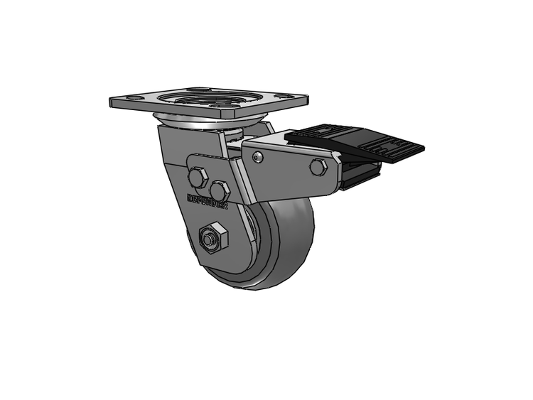 Defender D4 Series Stainless Steel Stainless Steel Top Plate Swivel Caster with 4 Performa Rubber (Round) Wheel and Total Lock Brake
