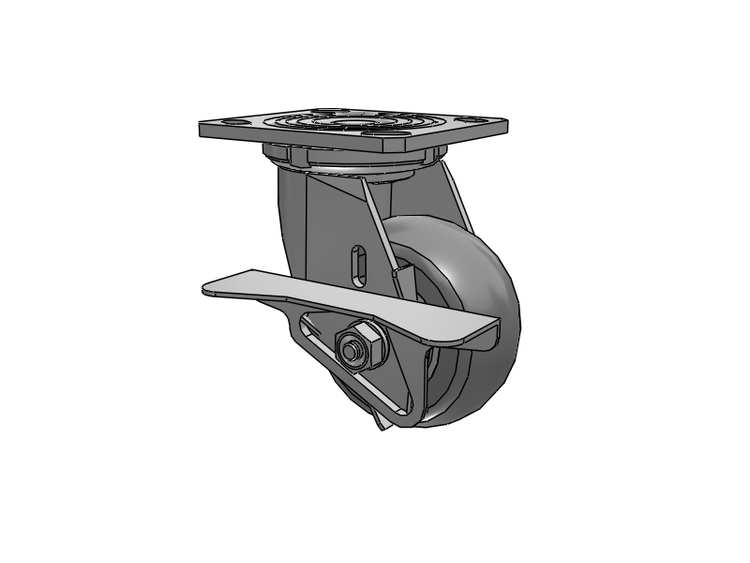 Defender D4 Series Stainless Steel Stainless Steel Top Plate Swivel Caster with 4 Performa Rubber (Round) Wheel and Side Lock Brake
