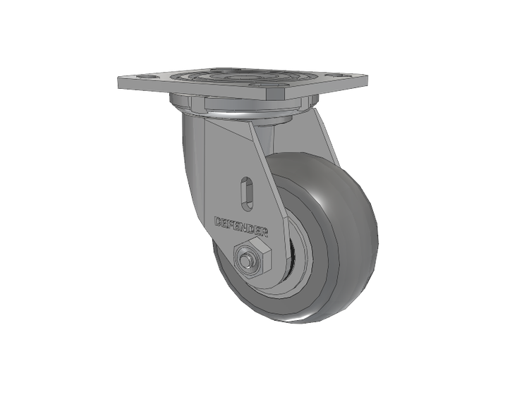 Defender D4 Series Stainless Steel Stainless Steel Top Plate Swivel Caster with 4 Performa Rubber (Round) Wheel