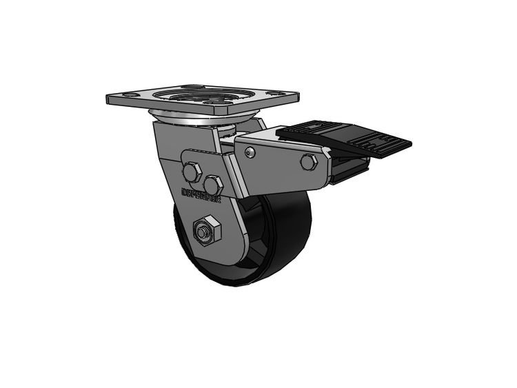 Defender D4 Series Stainless Steel Stainless Steel Top Plate Swivel Caster with 4 Polyolefin Wheel and Total Lock Brake