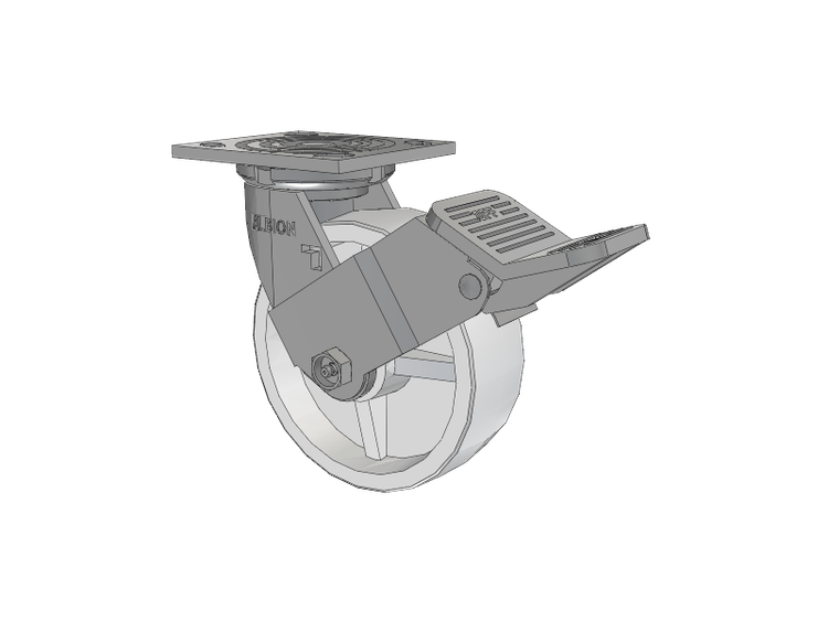 16 Series Top Plate Swivel Caster with 6 x 2 White Polypropylene RW - Polypropylene (Retort) Wheel and Face Brake