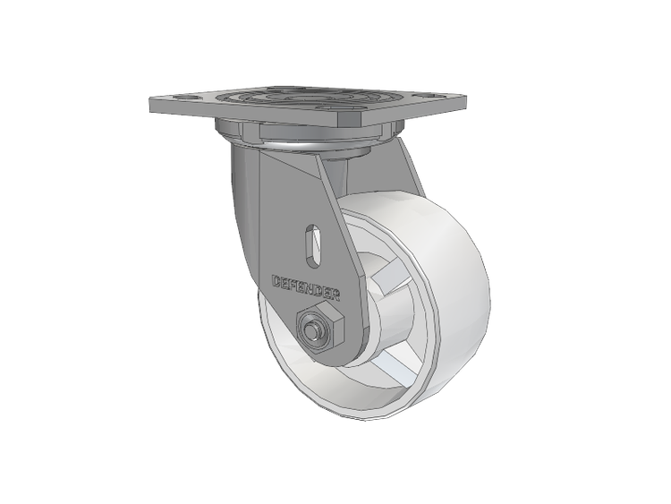 Defender D4 Series Stainless Steel Stainless Steel Top Plate Swivel Caster with 4 Retort Hi-Temp Wheel