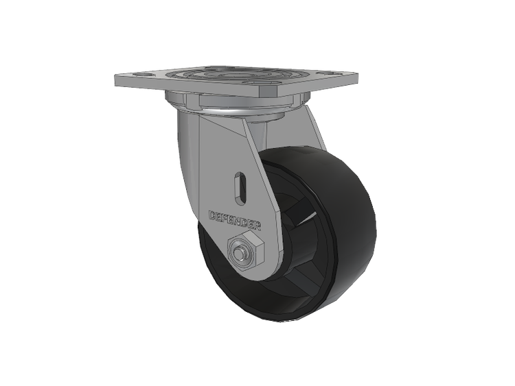 Defender D4 Series Stainless Steel Stainless Steel Top Plate Swivel Caster with 4 Polyolefin Wheel
