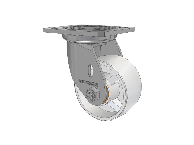 Defender D4 Series Stainless Steel Stainless Steel Top Plate Swivel Caster with 4 Retort Hi-Temp Wheel