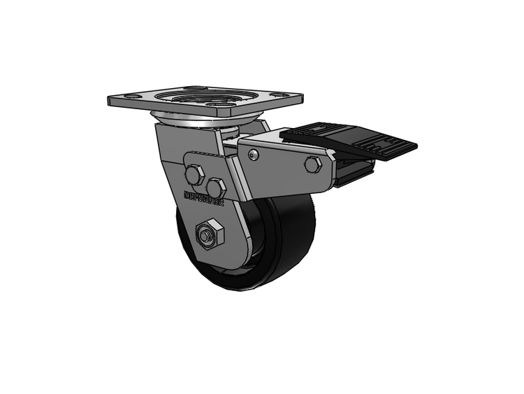 Defender D4 Series Stainless Steel Stainless Steel Top Plate Swivel Caster with 4 Hi-Temp Nylon Glass Filled Wheel and Total Lock Brake