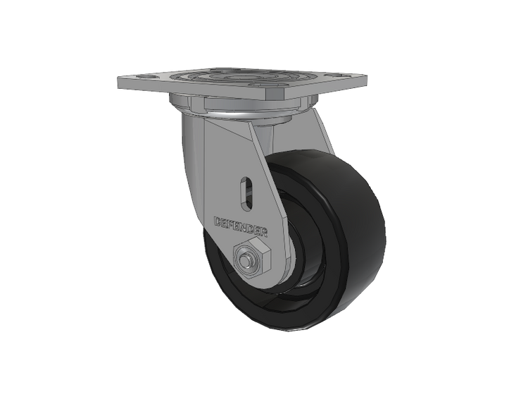 Defender D4 Series Stainless Steel Stainless Steel Top Plate Swivel Caster with 4 Hi-Temp Nylon Glass Filled Wheel