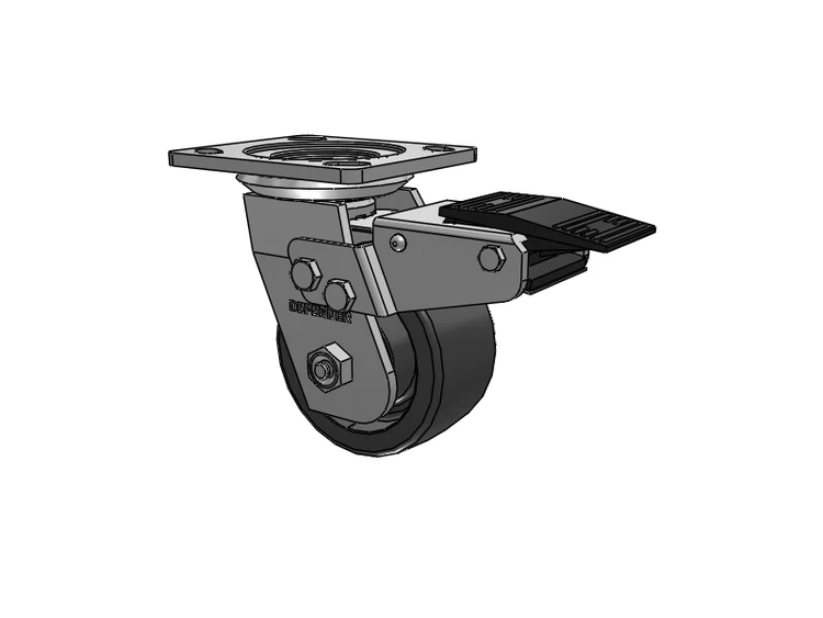 Defender D4 Series Stainless Steel Stainless Steel Top Plate Swivel Caster with 4 HD Nylon Glass Filled Wheel and Total Lock Brake