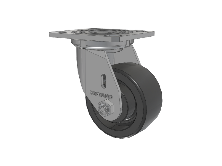 Defender D4 Series Stainless Steel Stainless Steel Top Plate Swivel Caster with 4 HD Nylon Glass Filled Wheel