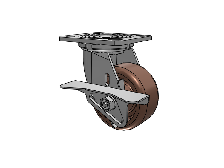 Defender D4 Series Stainless Steel Stainless Steel Top Plate Swivel Caster with 4 Thermo Hi-Temp Wheel and Side Lock Brake