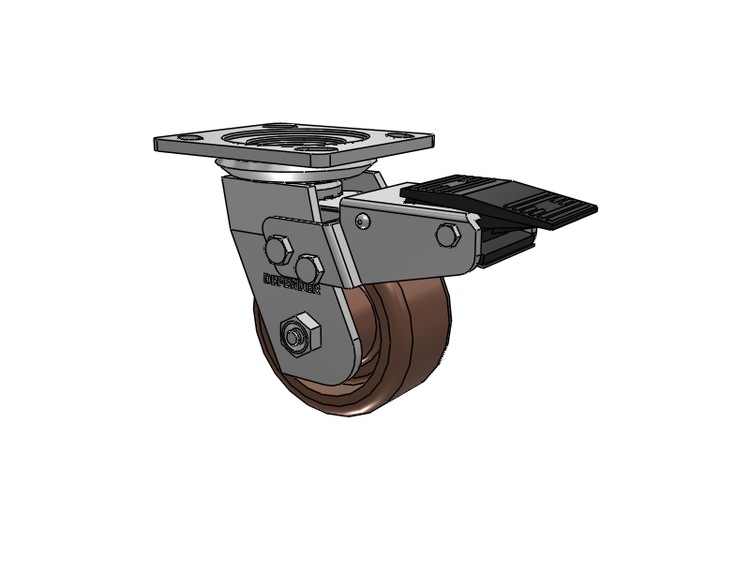 Defender D4 Series Stainless Steel Stainless Steel Top Plate Swivel Caster with 4 Thermo Hi-Temp Wheel and Total Lock Brake