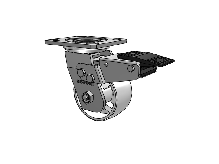 Defender D4 Series Stainless Steel Stainless Steel Top Plate Swivel Caster with 4 Retort Hi-Temp Wheel and Total Lock Brake